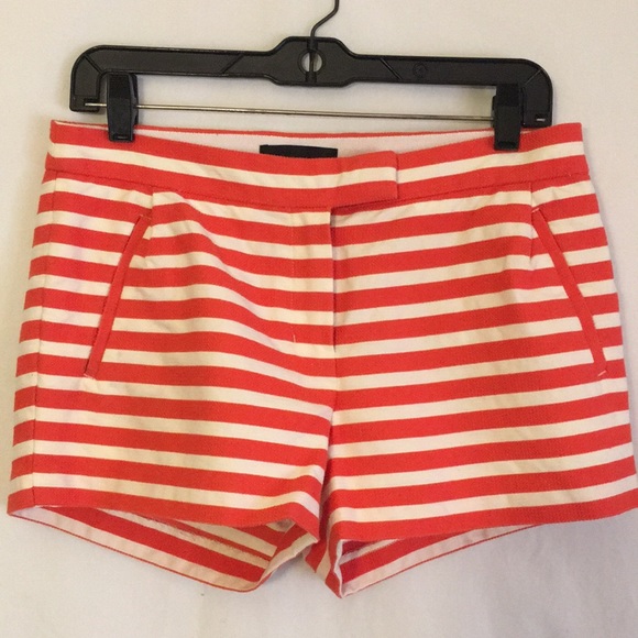 J. Crew Orange Striped Shorts 4 Like New - Picture 2 of 8